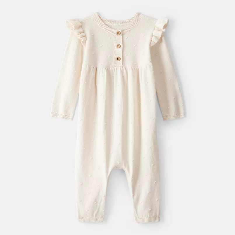 Carter's Baby Girls Flutter Shoulder Cotton Jumpsuit – Image from kohls.com